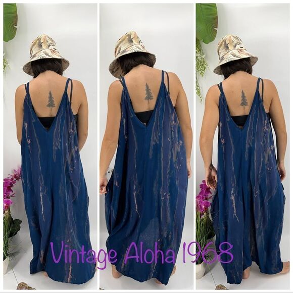 The Pō`alima Romper V-Neck Shoulder Tie Romper Boho Gypsy Overall Wide Leg Cove - Picture 10 of 12